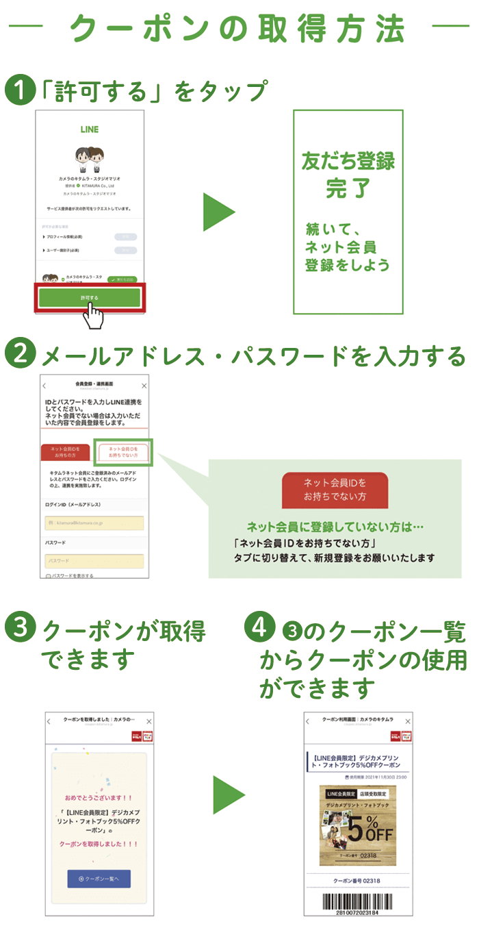 LINEのクーポン取得方法