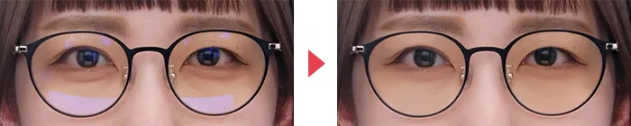 眼鏡のレンズ反射調整ビフォアアフター