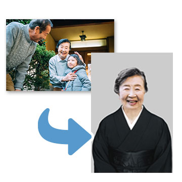 ご希望通りに作成、お急ぎの方も最短当日仕上げ<br>遺影写真の作成・加工